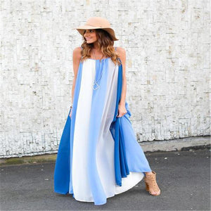Sling Chiffon Beach Large Size Striped Dress