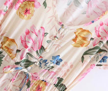 Load image into Gallery viewer, Chiffon Floral Print Short Sleeve Irregular Maxi Dress