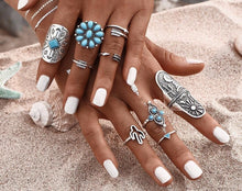 Load image into Gallery viewer, Gypsy Bohemian Wide Edition Retro Carved Truffle Cactus Sun Moon Geometry Ring