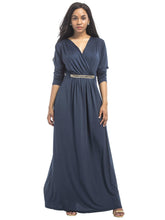 Load image into Gallery viewer, Solid Color V-neck Maxi Dress