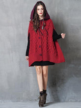 Load image into Gallery viewer, Cape Style Stitching Sweater Loose Fashion Check Jacket