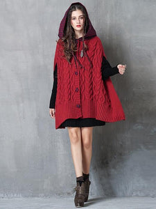 Cape Style Stitching Sweater Loose Fashion Check Jacket