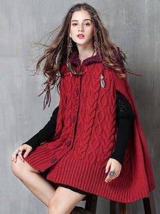 Cape Style Stitching Sweater Loose Fashion Check Jacket