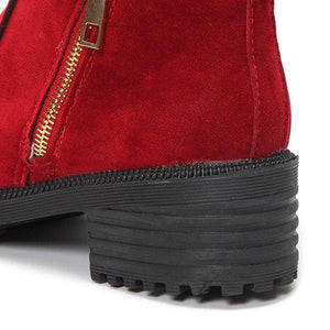 Warm Scrub Short Boots Side Zipper Mid Heel Ankle Shoes