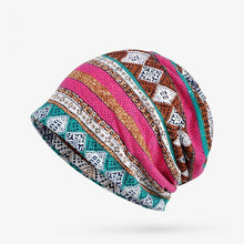 Load image into Gallery viewer, Baggy Slouchy Four Seasons Cotton Geometric Pattern Adult Hat Infinity Scarf