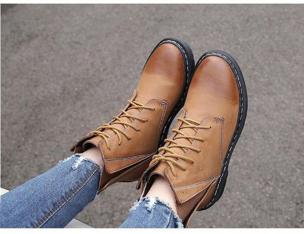 Women Vintage Solid Color Bandage Boots