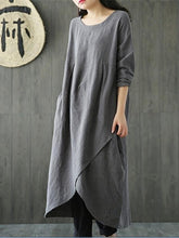 Load image into Gallery viewer, Solid Color Linen Cotton Loose Maxi Dress