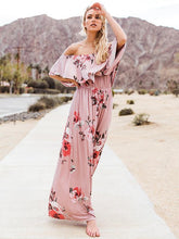 Load image into Gallery viewer, Floral Off Shoulder Ruffle Maxi Dress