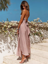 Load image into Gallery viewer, Sexy Solid Color Side Split Backless Boho Maxi Dress