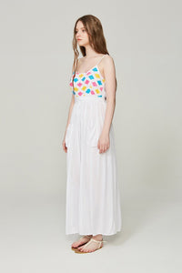 New Spaghetti Strap Backless Embroidered Maxi Dress