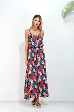 Load image into Gallery viewer, Floral Print Spaghetti Strap Backless Bohemia Maxi Dress