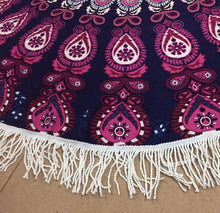 Load image into Gallery viewer, Two colors Flower printed fringed beach towel sun shawl Variety scarf yoga cushion Mat
