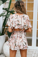 Load image into Gallery viewer, Print V Neck Short Sleeve High Waist Jumpsuit Rompers