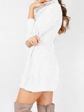 Load image into Gallery viewer, Fashion Long Sleeve Casual High Neck Striped Knit Sweater Dress