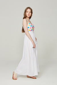 New Spaghetti Strap Backless Embroidered Maxi Dress