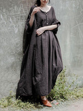 Load image into Gallery viewer, Linen Cotton Loose Casual Plus Size Maxi Dress