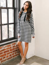 Load image into Gallery viewer, Stripe Long Sleeve Hoodie Autumn Midi Dress