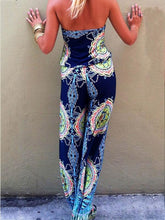Load image into Gallery viewer, Print Off Shoulder Backless Jumpsuit Rompers