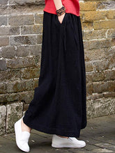 Load image into Gallery viewer, Linen Cotton Solid Color Wide Leg Pants