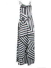 Load image into Gallery viewer, Sexy Stripe Sleeveless Irregular Maxi Dress