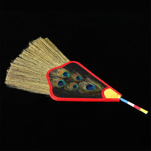 5/3/1 Eyes Tantric Buddhism Tibetan Dharma-Vessel Pink Reineckea Herb Exquisite Feather Satin Bumba Hand Fan