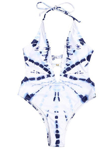 New One-piece Swimsuit White Smudge Temperament Lady Triangle Vacation Swimsuit Bikini