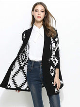 Load image into Gallery viewer, Medium length diamond jacquard cardigan sweater coat