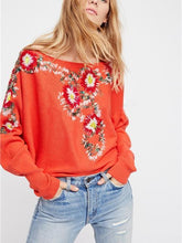 Load image into Gallery viewer, Autumn Winter Bohemian National Style Round Neck Flower Embroidery Thread Loose Sweater Coat