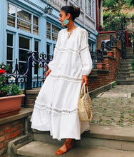 Load image into Gallery viewer, Lace Split-joint Puff Long Sleeves Maxi Dress