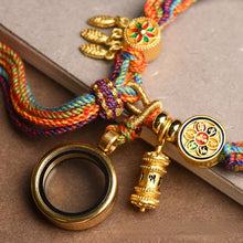 Load image into Gallery viewer, Hand-woven Tibetan wind reincarnation bracelet zakiram green tara yellow god of wealth Manjushri thangka bracelet Tibetan style bracelet
