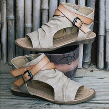 Load image into Gallery viewer, Beach Open Toe Flat Solid Color Side Zipper Sandals
