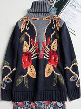 Load image into Gallery viewer, Vintage Embroidered National Style Three-Dimensional Flower Turtleneck Sweater
