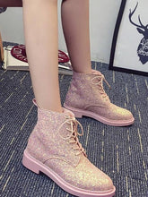 Load image into Gallery viewer, Autumn Sequin PU Strap Low Tube Martin Boots