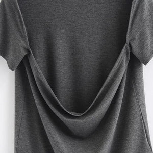 2018 new arrival Women sexy Leak back hanging neck T-Shirt
