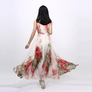 Flower Sleeveless Beach Summer Maxi Dress