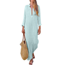Load image into Gallery viewer, Solid Color V Neck Long Sleeve Casual Maxi Dress