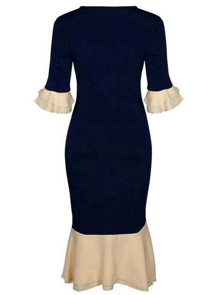 Bowknot Bodycon Irregular Autumn Dress