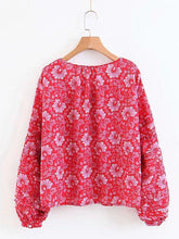 Load image into Gallery viewer, Boho Floral Long Sleeve V Neck Top Blouse