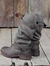 Load image into Gallery viewer, Women Winter Fashion Knit Mid Calf Boots