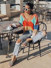 Load image into Gallery viewer, Colorful Knit Loose Long Sleeve Sweater