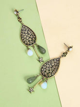 Load image into Gallery viewer, Retro Water Drop National Wind Hollow Long Earrings