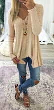 Load image into Gallery viewer, V Neck Long Sleeve Irregular T Shirt Tops