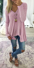 Load image into Gallery viewer, V Neck Long Sleeve Irregular T Shirt Tops