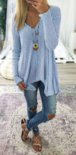 Load image into Gallery viewer, V Neck Long Sleeve Irregular T Shirt Tops