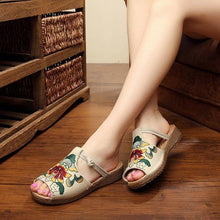 Load image into Gallery viewer, Embroidery Pattern National Wind Hollow Out Slip On Flat Sandals