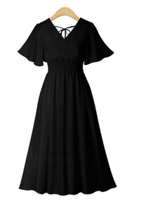 Chiffon V Neck Short Sleeve Summer Beach Dress