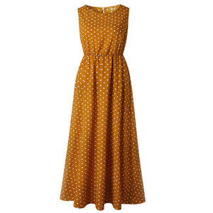 Polka Dot Sleeveless Summer Maxi Dress