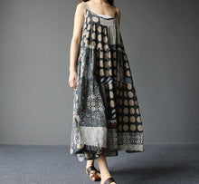 Load image into Gallery viewer, Print Linen Cotton Loose Casual Maxi Kaftan Dress