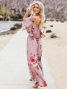 Floral Off Shoulder Ruffle Maxi Dress