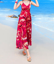 Load image into Gallery viewer, Sexy Printed Spaghetti Strap Back Cross Chiffon Beach Maxi Long Dress